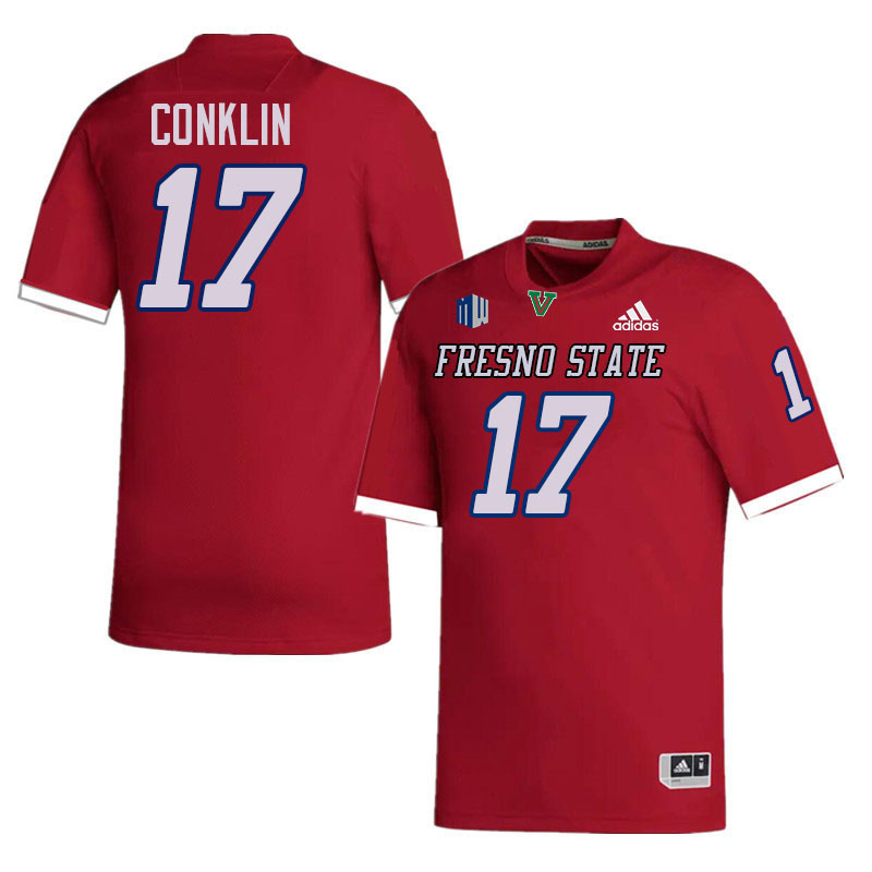 Fresno State Bulldogs #17 Carson Conklin College Football Jerseys Stitched-Red Fresno State Bulldogs #17 Carson Conklin College Football Jerseys Stitched-Red